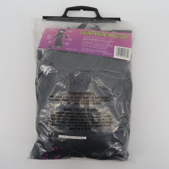VTG Fun World Feather Witch Women One Size 4-14 OSFM 5 Piece Adult Costume NEW - Picture 4 of 8